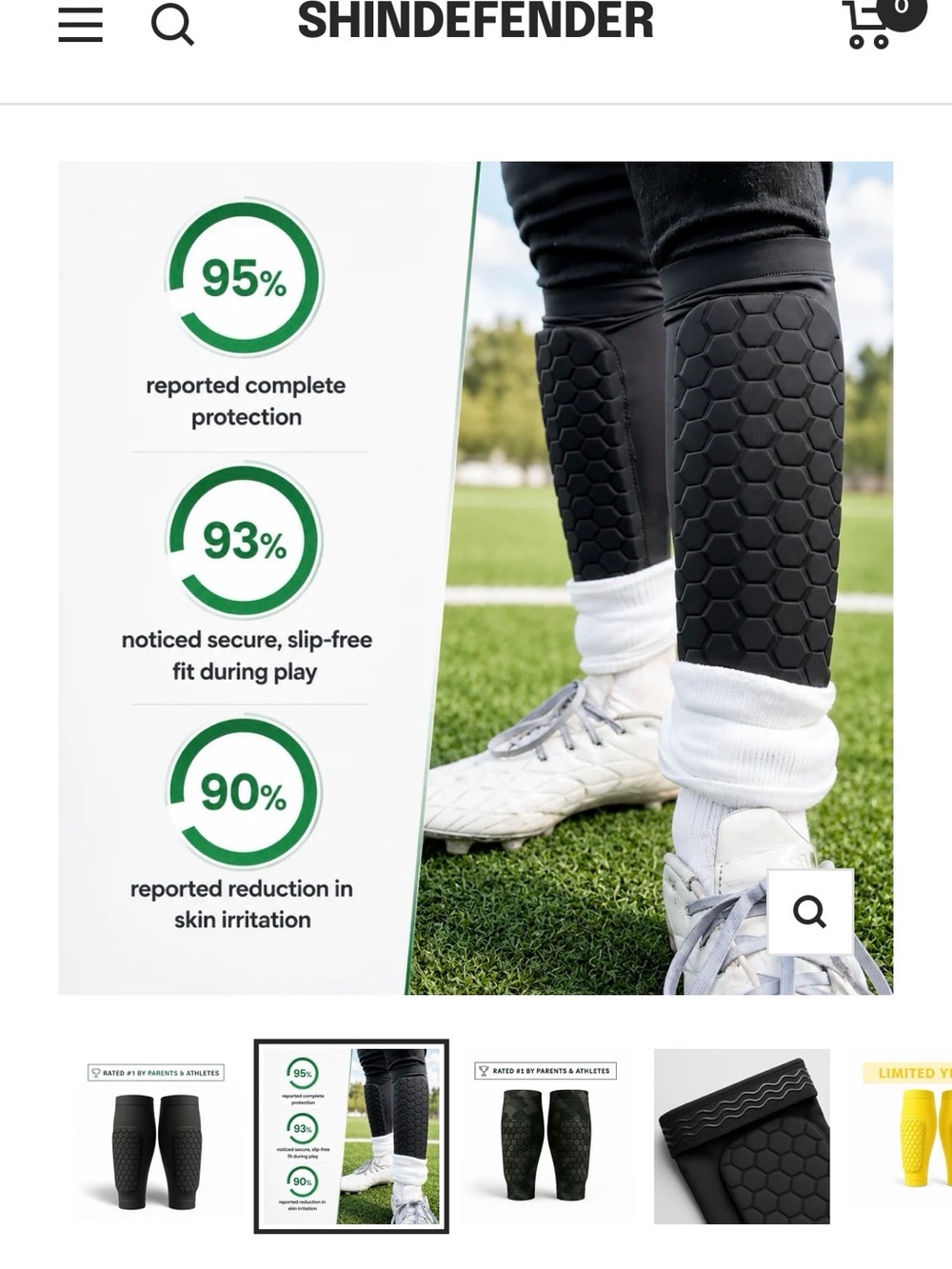 Brand New Youth Black ShinGuardian Elite Shin Guards - Size Small